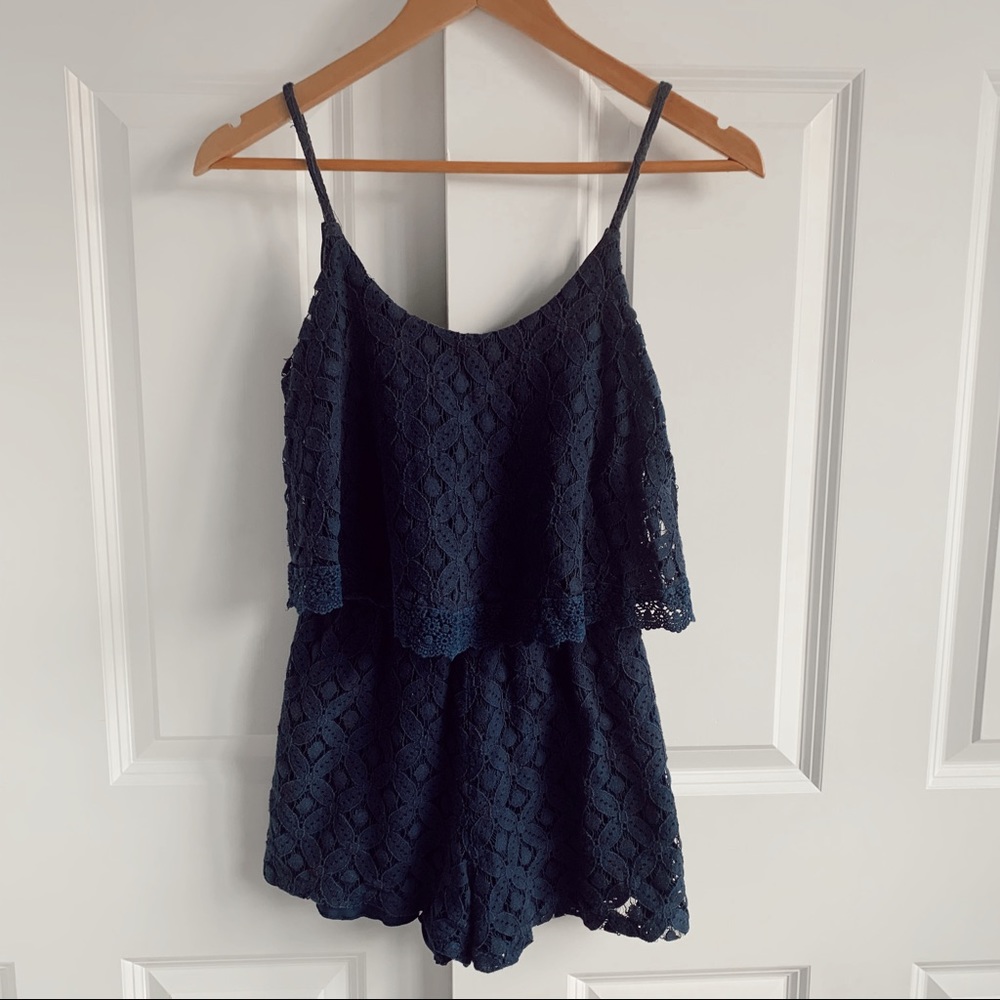 Navy Blue Lace Romper Size Small